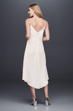 Ruched Charmeuse Sheath Dress with Brooch INT19665
