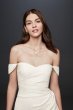 Draped Off-The-Shoulder Crepe Sheath Gown INT19673