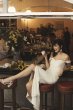 Draped Off-The-Shoulder Crepe Sheath Gown INT19673