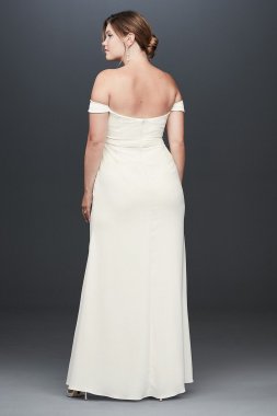 Draped Off the Shoulder Plus Size Crepe Gown INT19673W