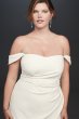 Draped Off the Shoulder Plus Size Crepe Gown INT19673W