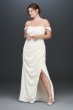 Draped Off the Shoulder Plus Size Crepe Gown INT19673W