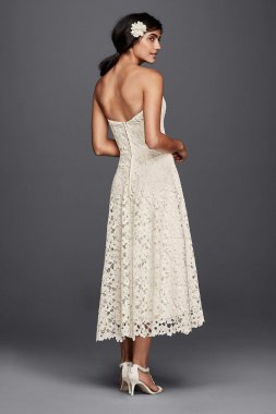Floral Cutout Lace Tea Length Wedding Dress KP3784
