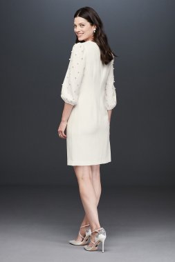 Pearl Embellished Balloon-Sleeve Sheath Dress Karl Lagerfeld Paris LD8E29Y6
