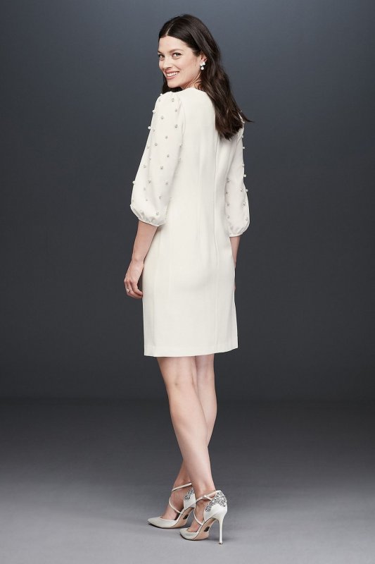Pearl Embellished Balloon-Sleeve Sheath Dress Karl Lagerfeld Paris LD8E29Y6