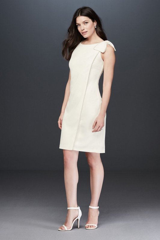 Pearl Trimmed Tank Sheath Dress with Bow Karl Lagerfeld Paris LD8X2081