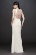 Beaded Illusion Back Stretch Crepe Sheath Gown Aidan Mattox MD1E203806