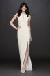 Beaded Illusion Back Stretch Crepe Sheath Gown Aidan Mattox MD1E203806