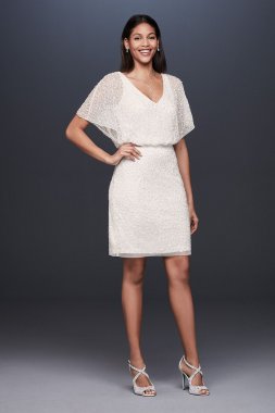 Short Sequin V-Neck Dress with Blouson Bodice MD2E202200