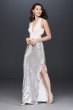 Plunging-V Crossed Back Dress with Sequin Skirt Aidan Mattox MN1E203636
