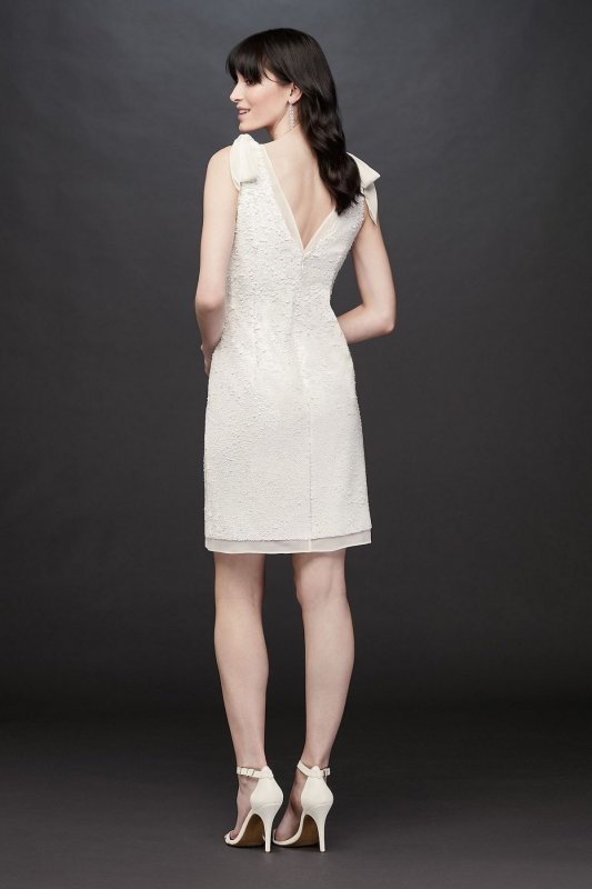 Sequin V-Neck Short Tank Dress with Chiffon Bows Aidan Mattox MN1E204631