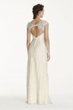 Beaded Cap Sleeve Lace Wedding Dress MS251122
