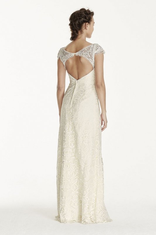 Beaded Cap Sleeve Lace Wedding Dress MS251122