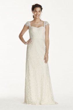 Beaded Cap Sleeve Lace Wedding Dress MS251122