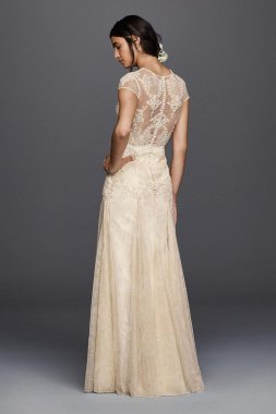 Cap Sleeve Illusion Wedding Dress MS251136