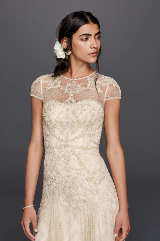 Cap Sleeve Illusion Wedding Dress MS251136