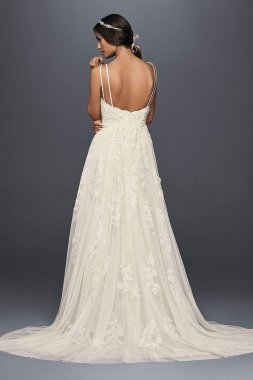 Scalloped A-Line Wedding Dress with Double Straps MS251177