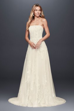 Trailing Floral Lace Wedding Gown with Capelet MS251186
