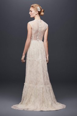 Lace Cap-Sleeve Sheath Wedding Dress MS251191