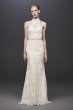 Lace High-Neck Halter Sheath Wedding Dress MS251192