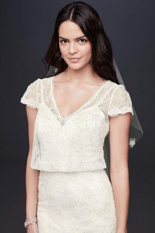 Beaded Blouson Two-Piece Sheath Wedding Dress MS251193