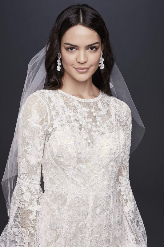 Bishop Sleeve Lace Sheath Wedding Dress MS251195