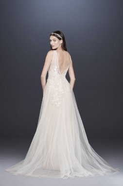Embroidered Floral Tulle A-Line Wedding Dress MS251197