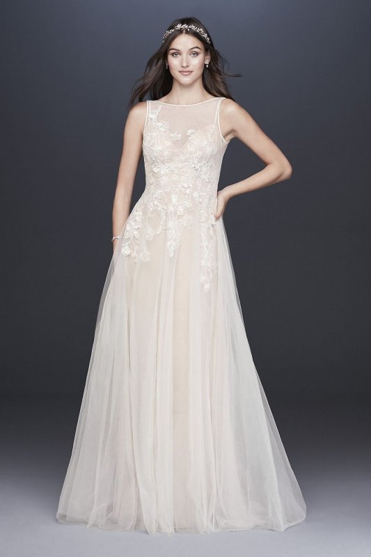 Embroidered Floral Tulle A-Line Wedding Dress MS251197