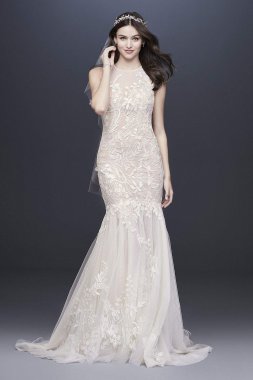 Blooming Applique Wedding Dress with Open Back MS251201