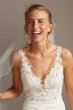 Floral Applique Illusion V-Back Wedding Dress MS251211