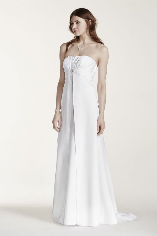 Strapless Satin Gown with Pleated Bodice Collection OP1223