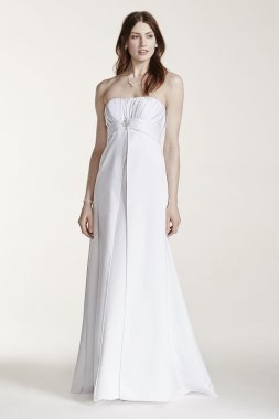 Strapless Satin Gown with Pleated Bodice Collection OP1223