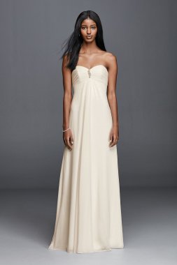 Strapless Chiffon Aline Wedding Dress with Brooch Collection OP1277