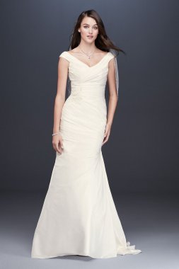 Ruched Taffeta Cap Sleeve Trumpet Wedding Dress Collection OP1341