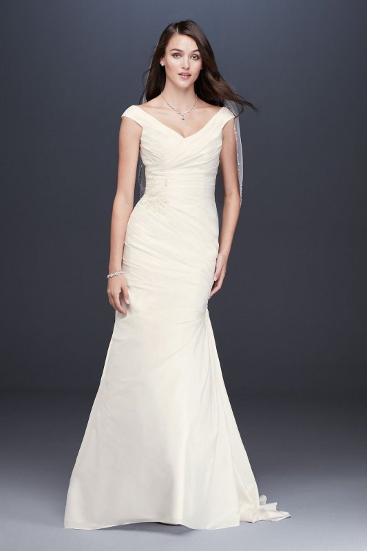Ruched Taffeta Cap Sleeve Trumpet Wedding Dress Collection OP1341