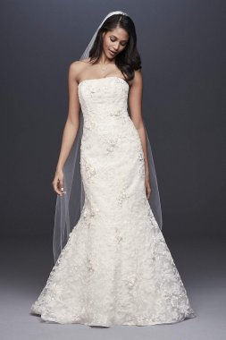 Strapless Lace Mermaid Dress with 3D Flowers Collection OP1344