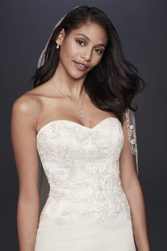 Satin Strapless A-Line Beaded Lace Wedding Dress Collection OP1345