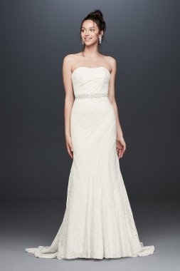Strapless Floral Crochet Lace Seamed Wedding Dress OP1360