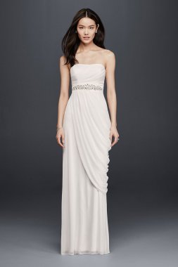Sheath Wedding Dress with Beading and Side Drape SDWG0417