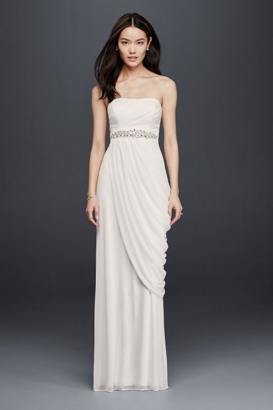 Sheath Wedding Dress with Beading and Side Drape SDWG0417