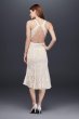 Knee-Length Lace Sheath Dress with Flounce Hem SDWG0609