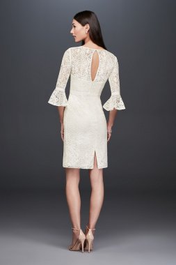 Short Illusion Lace Dress with 3/4 Bell Sleeves SDWG0618