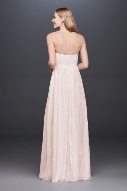 Soft Floral Lace Sheath Gown with Blush Lining SDWG0622