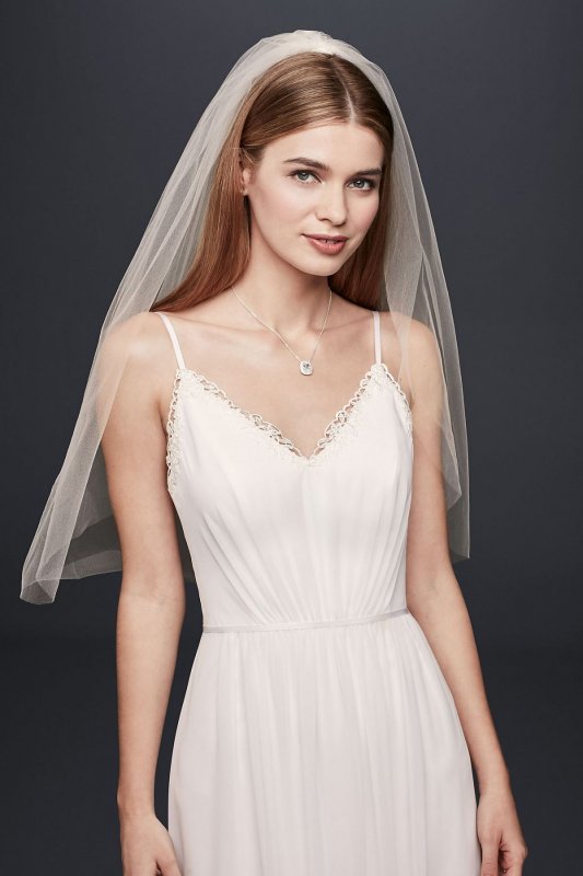 Pleated Chiffon Gown with Ribbon Straps and Lace SDWG0688