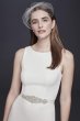 Short Stretch Crepe Wedding Dress with Beaded Belt SDWG0696