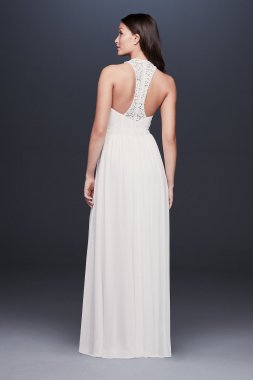 Lace Racerback Chiffon Halter Gown SDWG0739