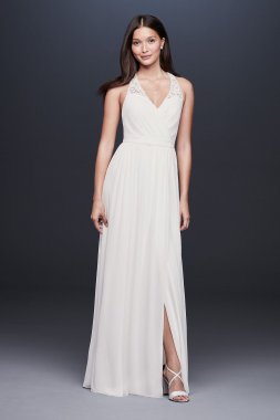 Lace Racerback Chiffon Halter Gown SDWG0739