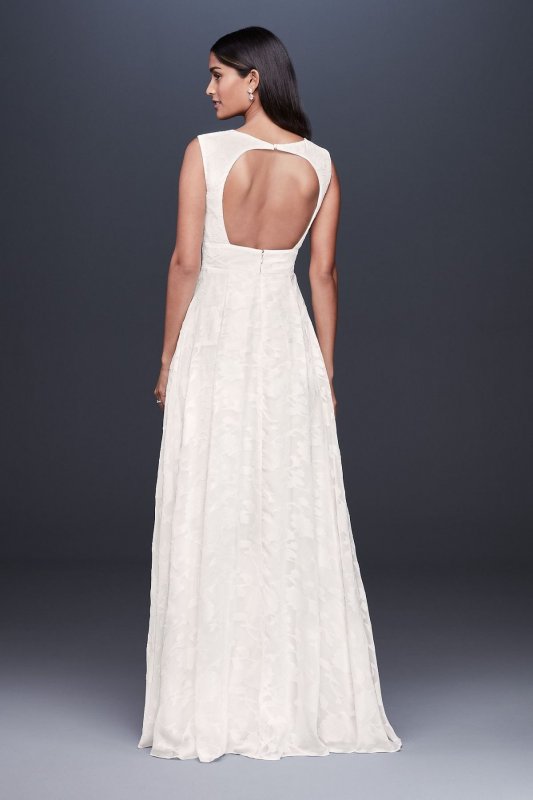 Floral Chiffon Burnout A-Line Gown with Cutout SDWG0745