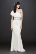 One-Shoulder Flounce Stretch Crepe Belted Sheath SDWG0752