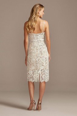 Crochet Lace Overlay Midi Spaghetti Strap Dress SDWG0773